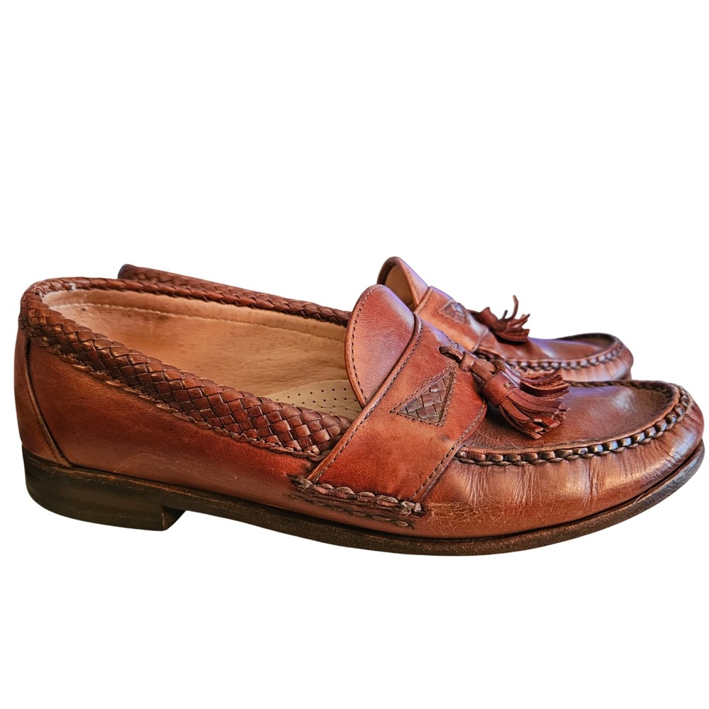 Allen Edmonds Maxfield Brown Leather Woven Tassel Loafers Mens 10 D 6550 USA